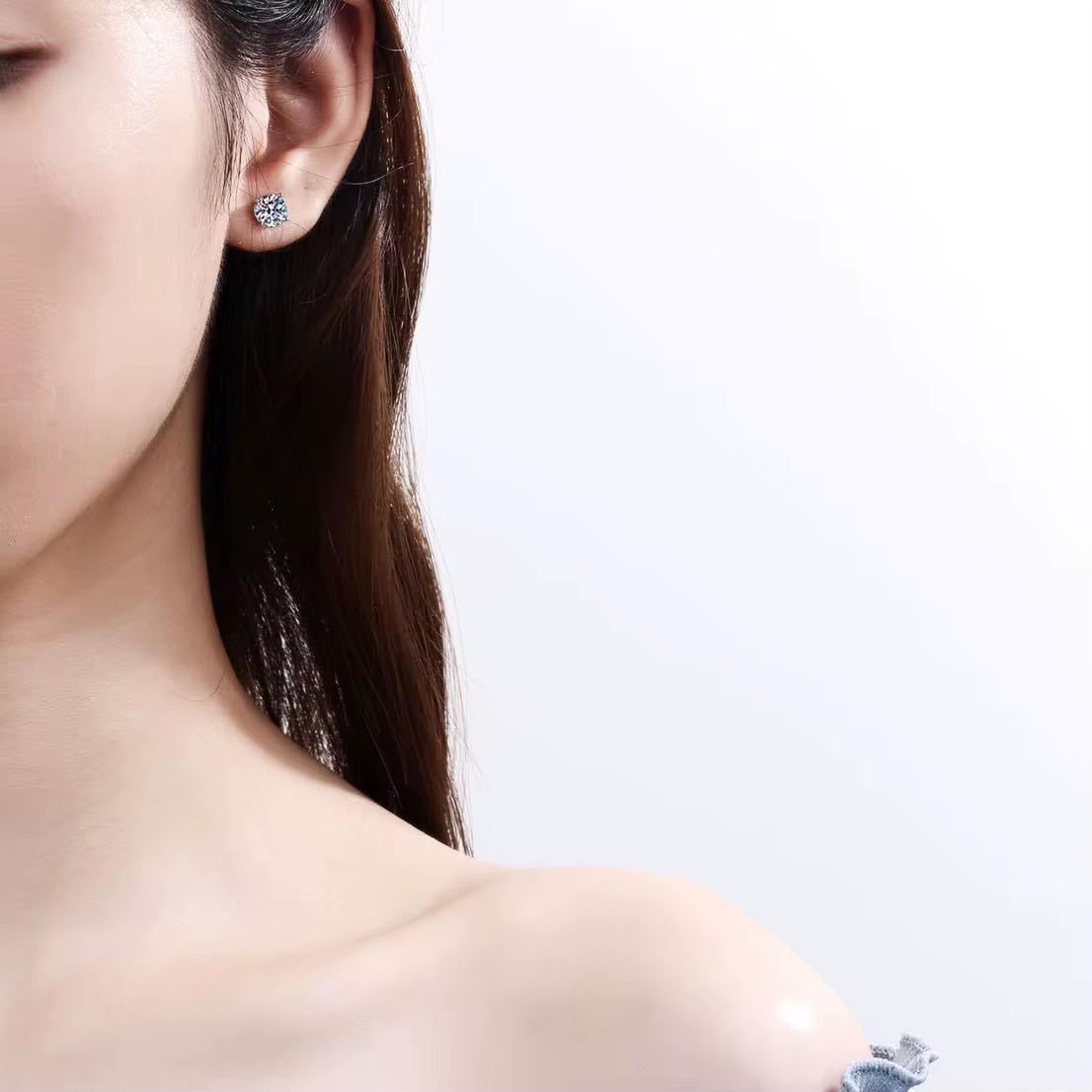 1CT Moissanite Earrings 925 Sterling Silver Round Cut | Passes Diamond Tester | Free Shipping