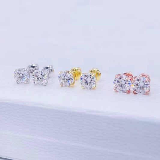 GRA Certified 0.5ct Moissanite Stud Earrings 925 Sterling Silver Round Brilliant Cut - Screw Back | Free Shipping