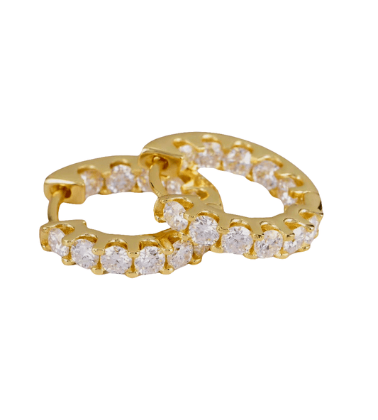 Everyday Moissanite Hoop Earrings for Women | Gold Plated, Hypoallergenic & VVS Certified - Fashion Factory USA By Diana