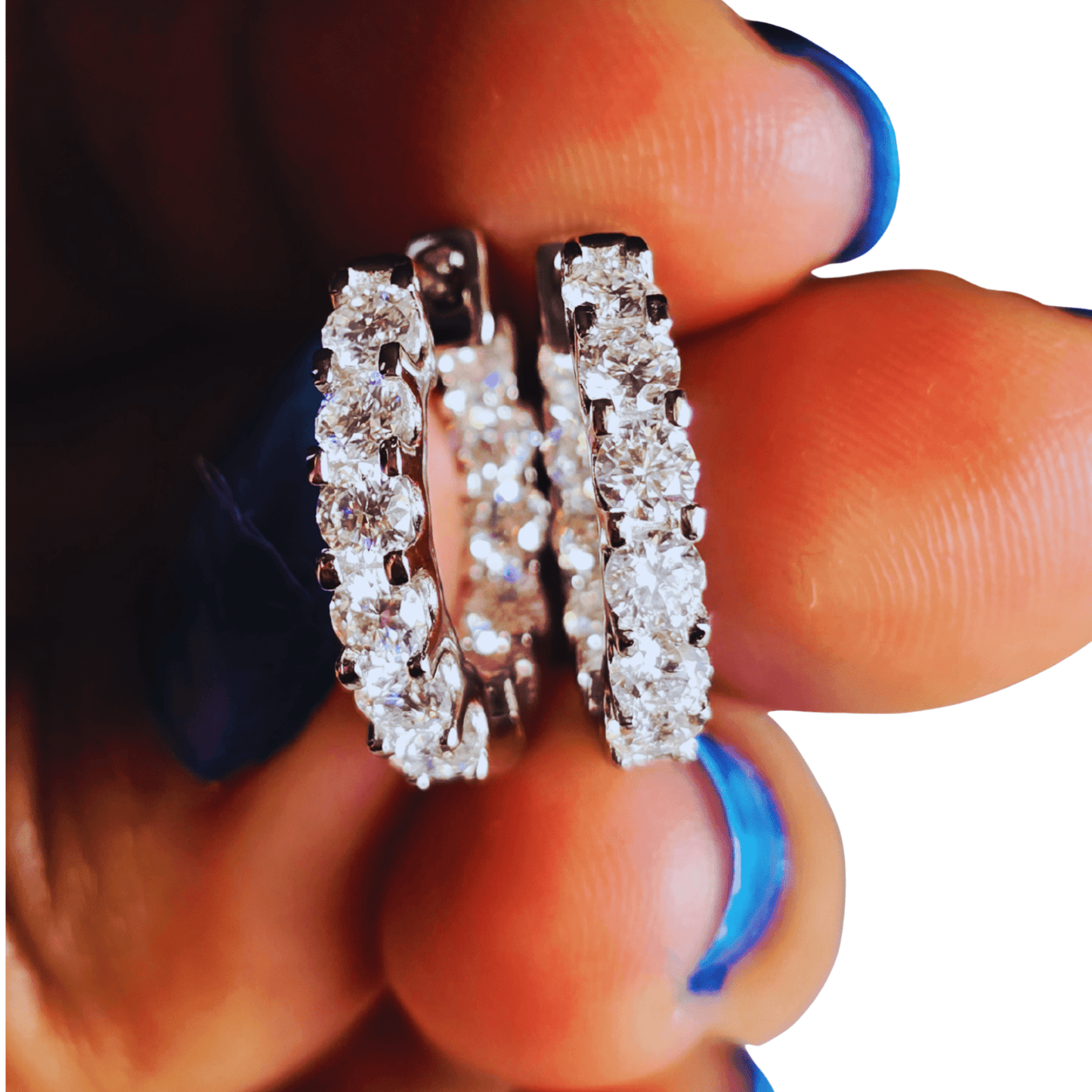 3.0mm Moissanite Hoop Earrings for Women | VVS Clarity, Rhodium Plated Sterling Silver (925) - Fashion Factory USA By Diana