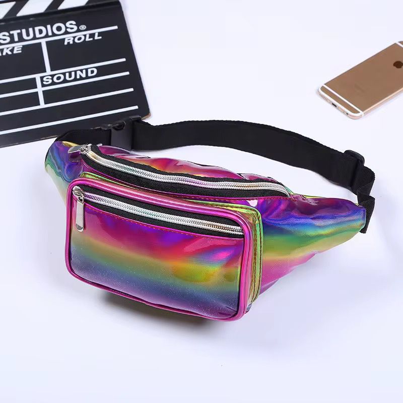 Holographic PU Fanny Pack for Festival & Rave | Unisex Metallic Belt Bag