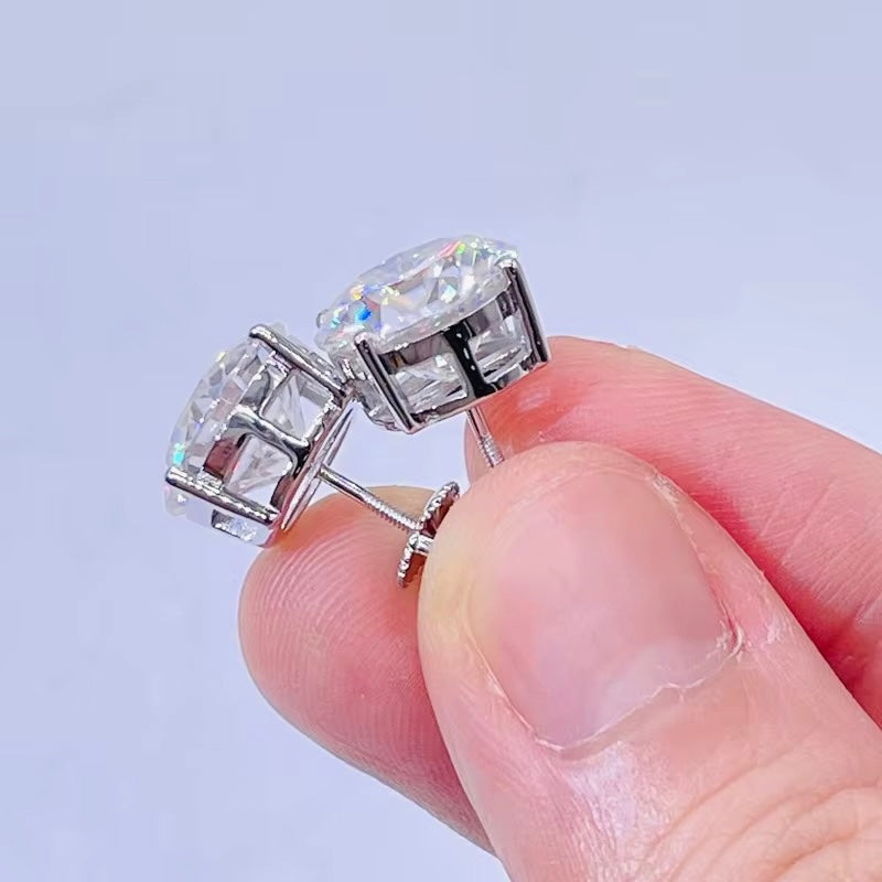 GRA Certified 0.5ct Moissanite Stud Earrings 925 Sterling Silver Round Brilliant Cut - Screw Back | Free Shipping
