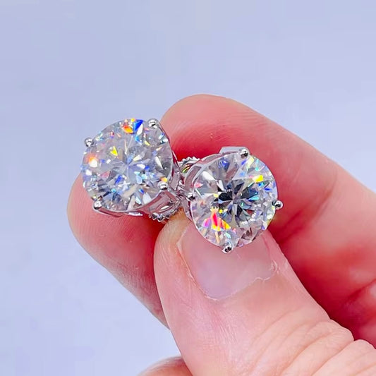 GRA Certified 0.5ct Moissanite Stud Earrings 925 Sterling Silver Round Brilliant Cut - Screw Back | Free Shipping