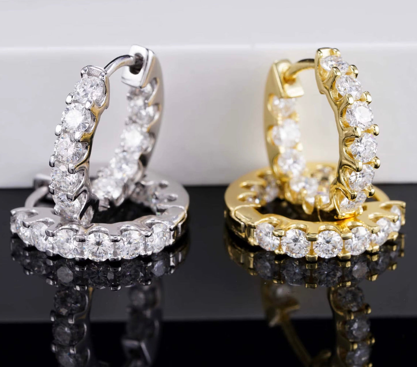 The Aura 3.0mm Tennis Hoops | Moissanite & S925 Silver | 100% Diamond Tested | Free Shipping