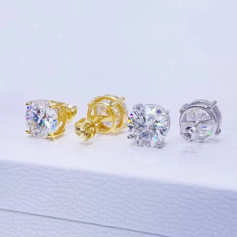 GRA Certified 0.5ct Moissanite Stud Earrings | Secure Screw Back 925 Sterling Silver Diamond Tester Approved - Fashion Factory USA By Diana