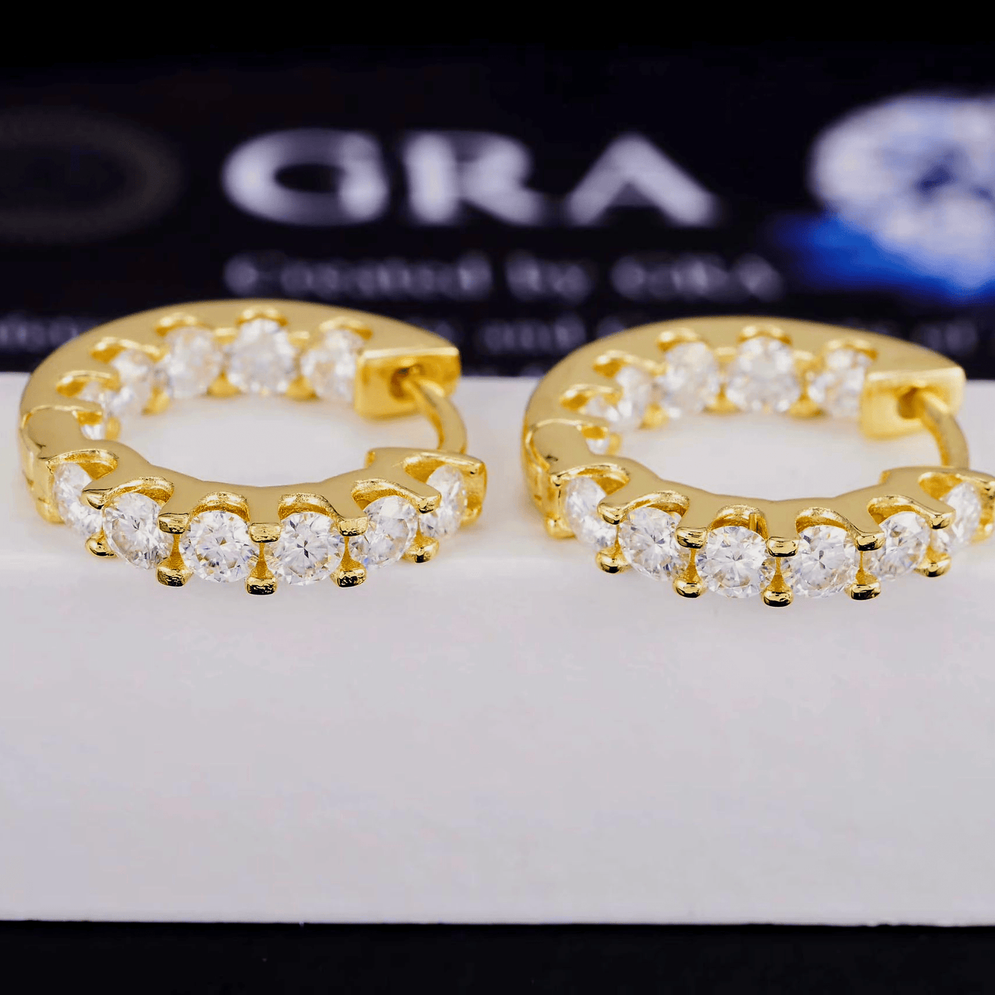 Everyday Moissanite Hoop Earrings for Women | Gold Plated, Hypoallergenic & VVS Certified - Fashion Factory USA By Diana