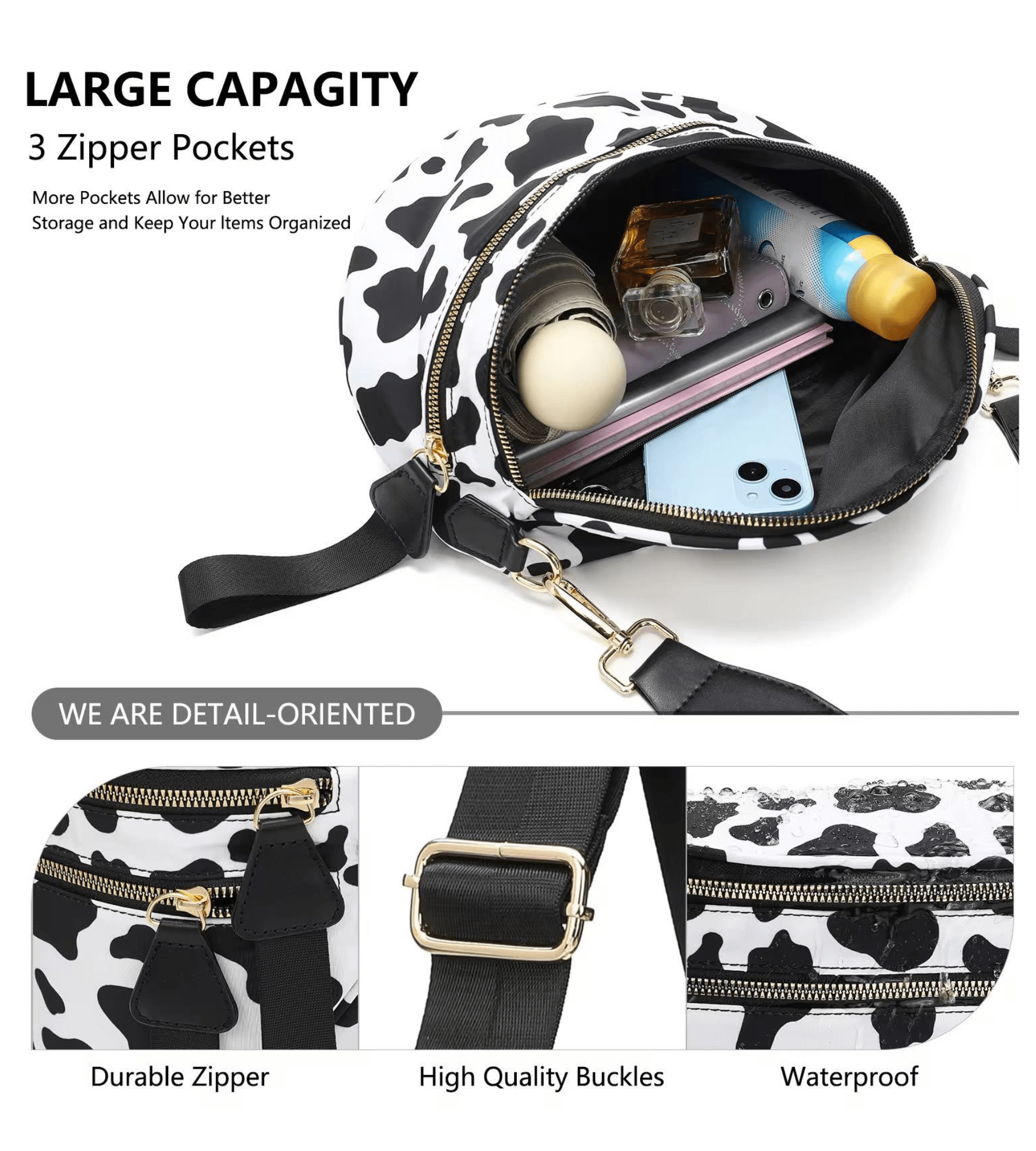 Trendy Pink & White Checkered Fanny Pack Crossbody | Wide Strap Shoulder Bag - Fashion Factory USA By Diana