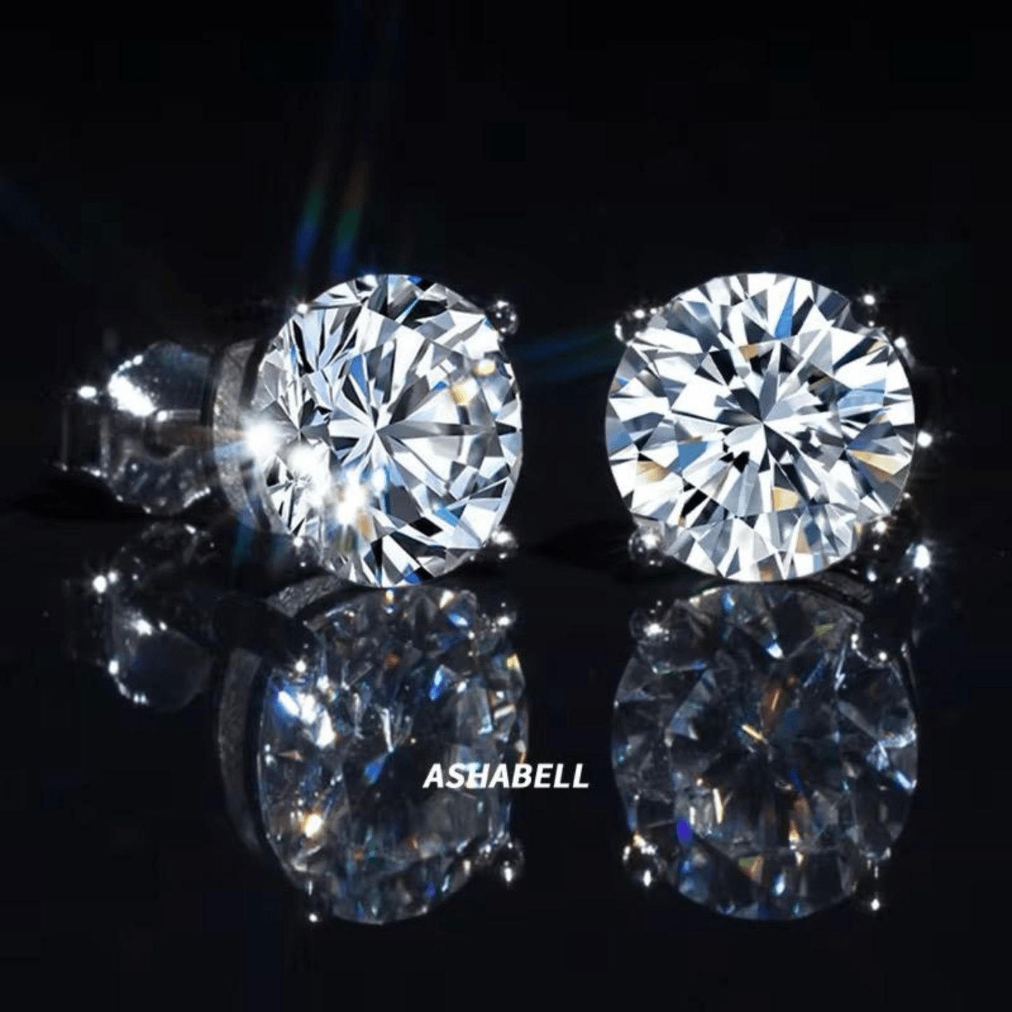 1CT Moissanite Stud Earrings | 925 Sterling Silver Round Cut Solitaire Studs, Passes Diamond Tester - Fashion Factory USA By Diana