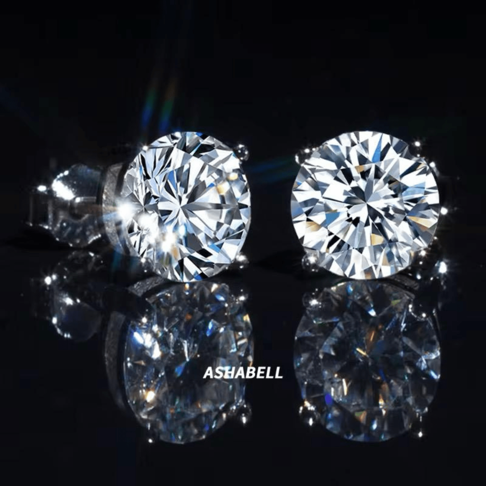 1CT Moissanite Stud Earrings | 925 Sterling Silver Round Cut Solitaire Studs, Passes Diamond Tester - Fashion Factory USA By Diana