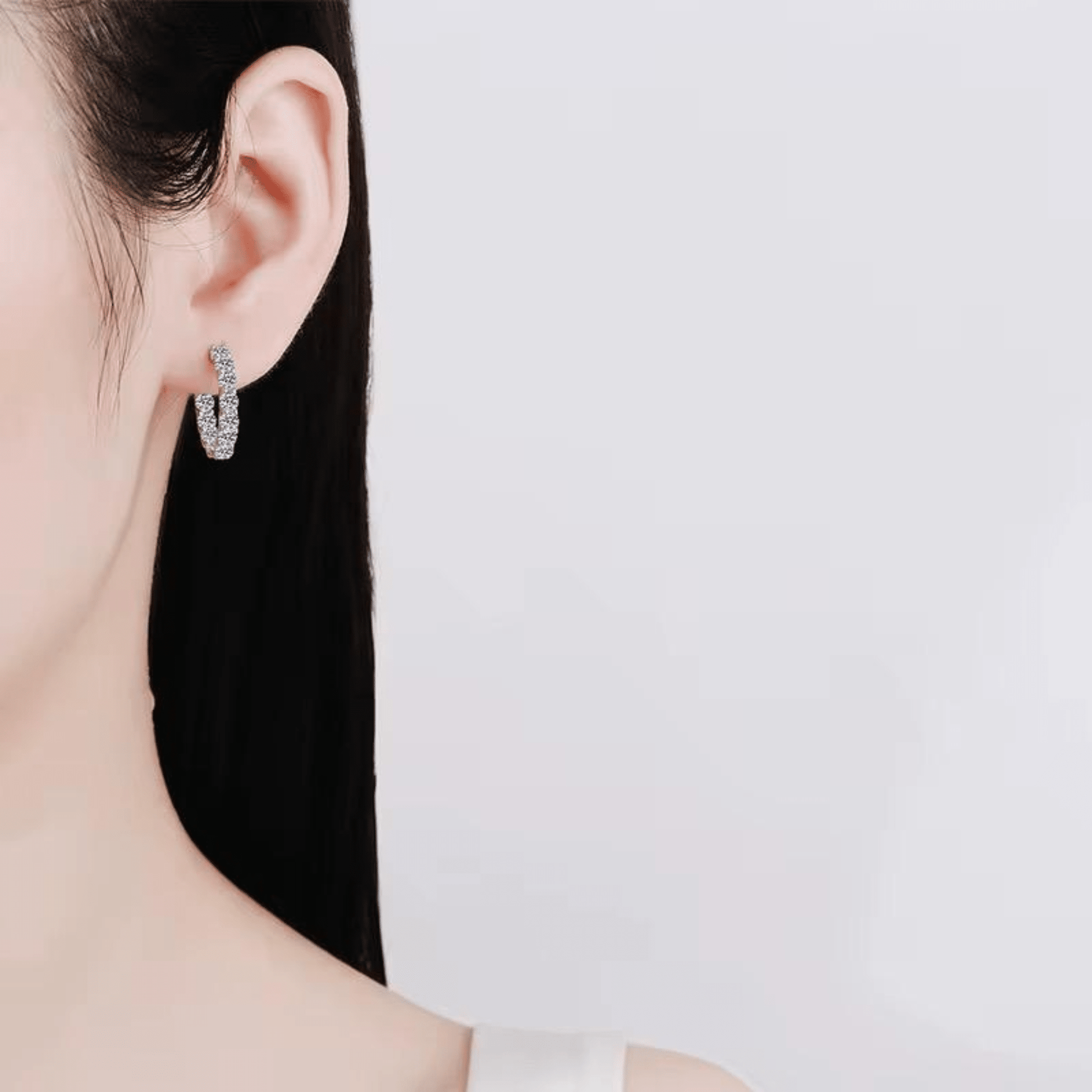 S925 Sterling Silver Moissanite Hoop Earrings | Sparkling Diamond Alternative Huggies, Passes Diamond Tester - Fashion Factory USA By Diana