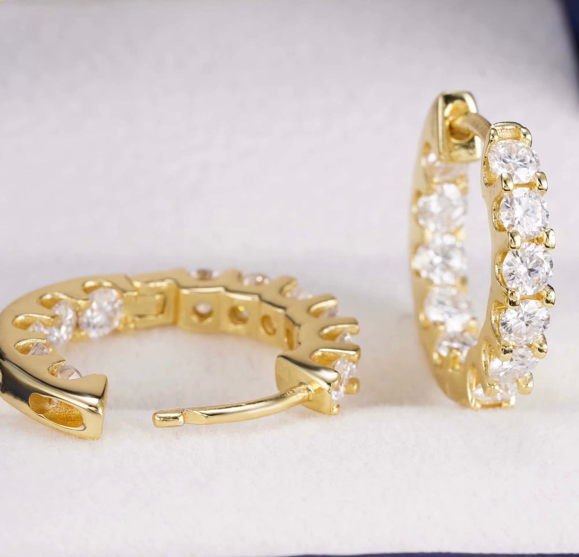 Signature 3mm Aura Tennis Hoops 18K Gold | Diamond Tester Approved - Fashion Factory USA By Diana