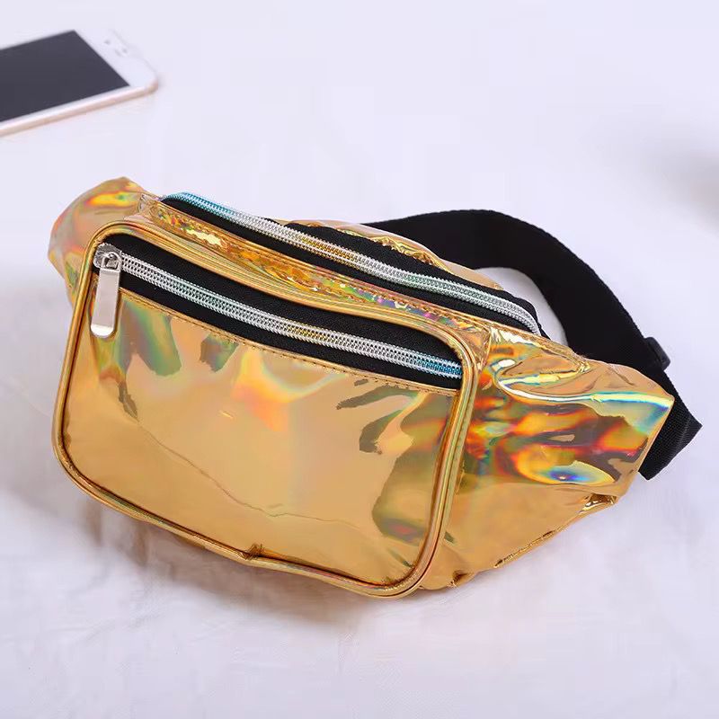 Shiny Holographic Everyday Belt Bag | Unisex Waterproof Metallic Crossbody Waist Pack for Concerts - Fashion Factory USA By Diana