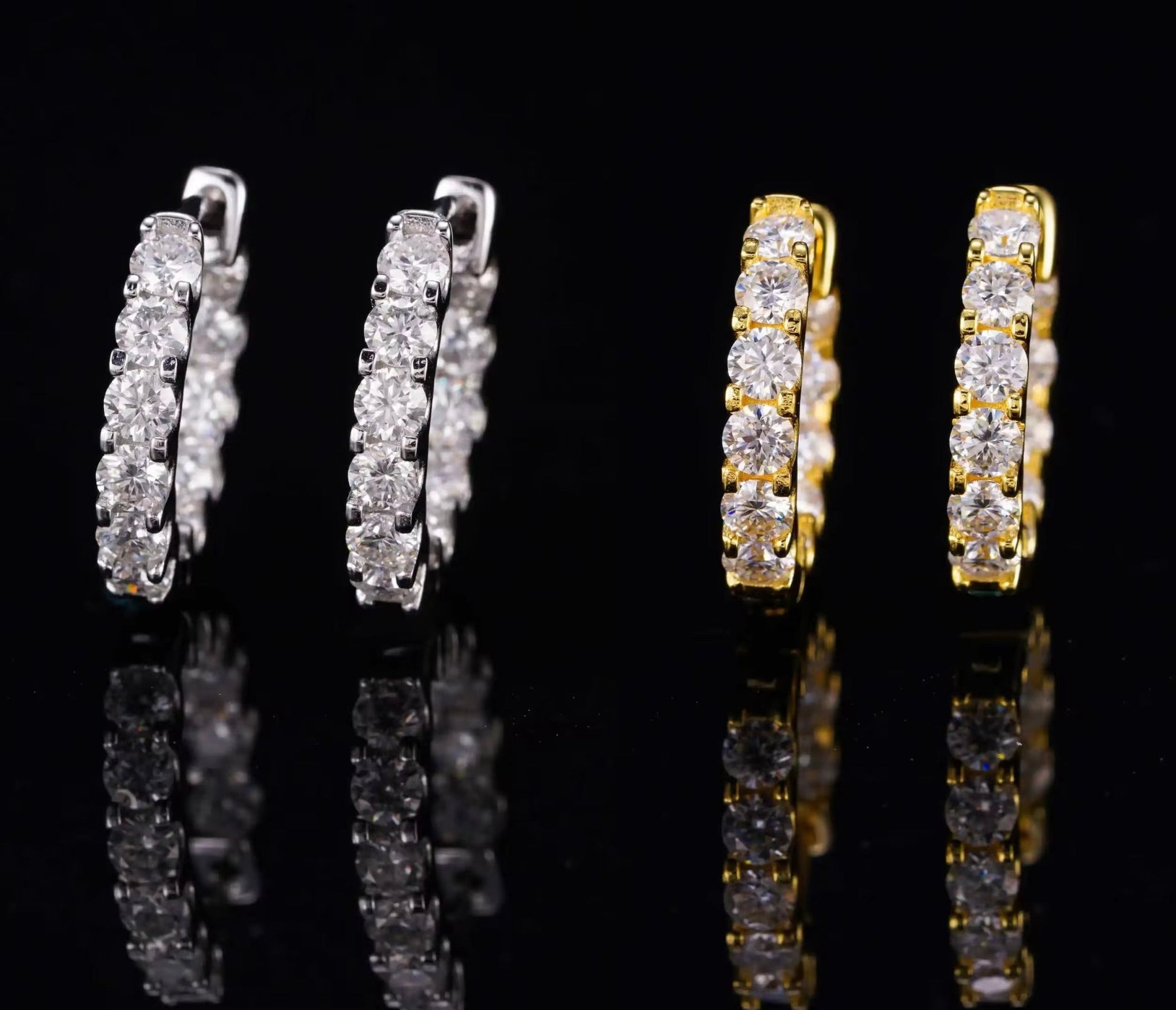The Aura 3.0mm Tennis Hoops | Moissanite & S925 Silver | 100% Diamond Tested - Fashion Factory USA By Diana