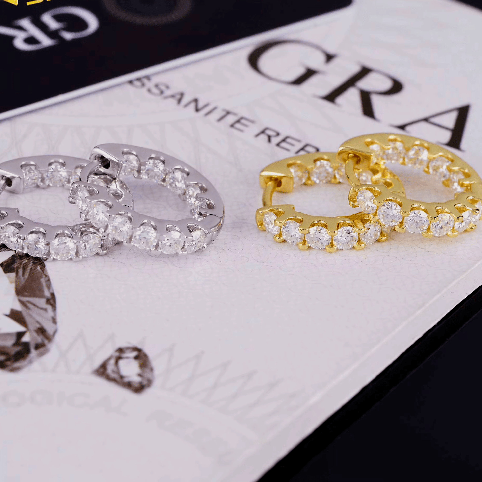 Everyday Moissanite Hoop Earrings for Women | Gold Plated, Hypoallergenic & VVS Certified - Fashion Factory USA By Diana