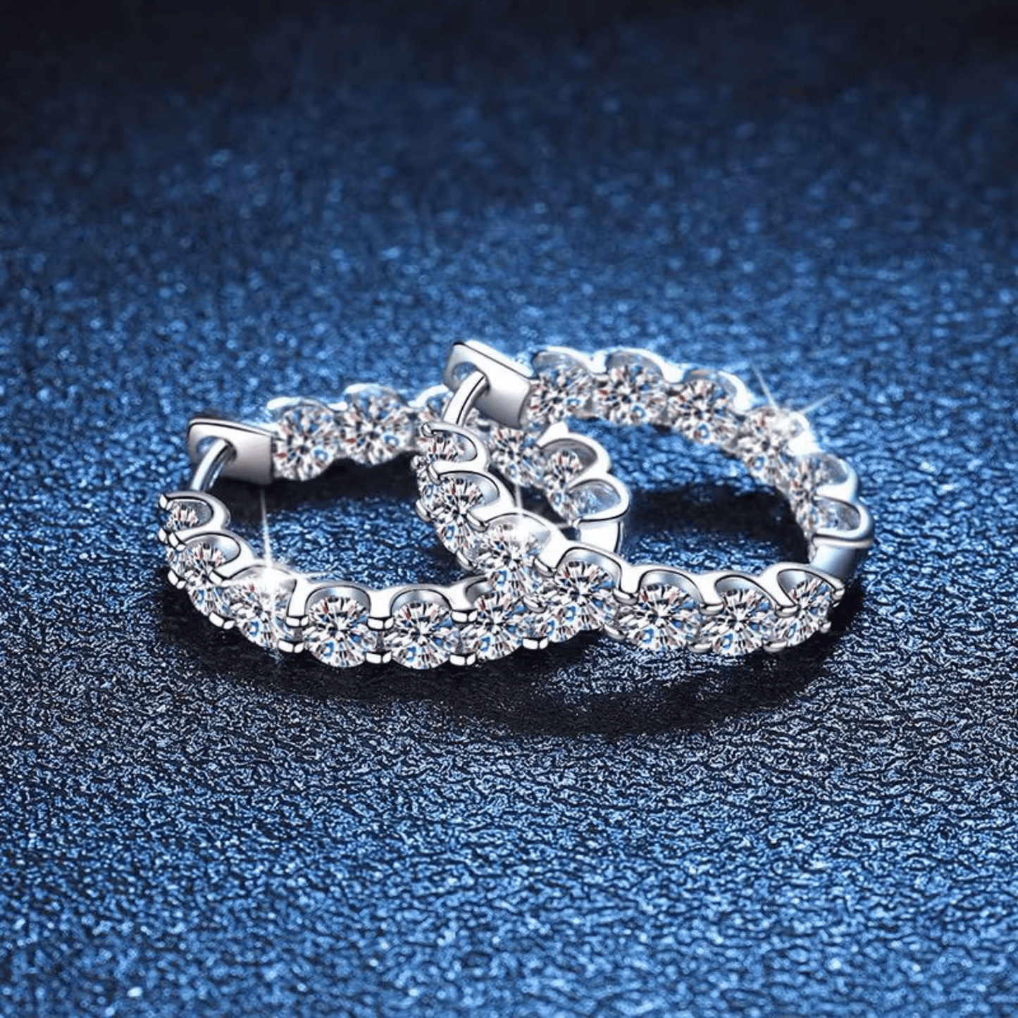 S925 Sterling Silver Moissanite Hoop Earrings | Sparkling Diamond Alternative Huggies, Passes Diamond Tester - Fashion Factory USA By Diana