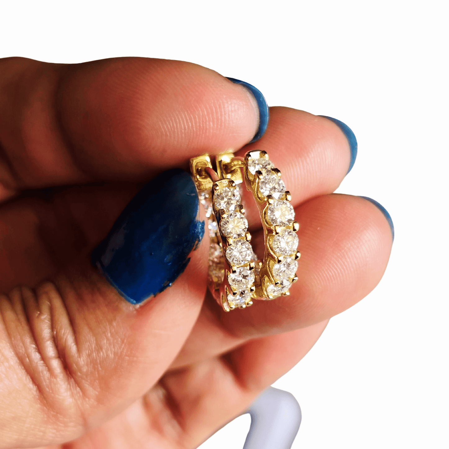 Everyday Moissanite Hoop Earrings for Women | Gold Plated, Hypoallergenic & VVS Certified - Fashion Factory USA By Diana