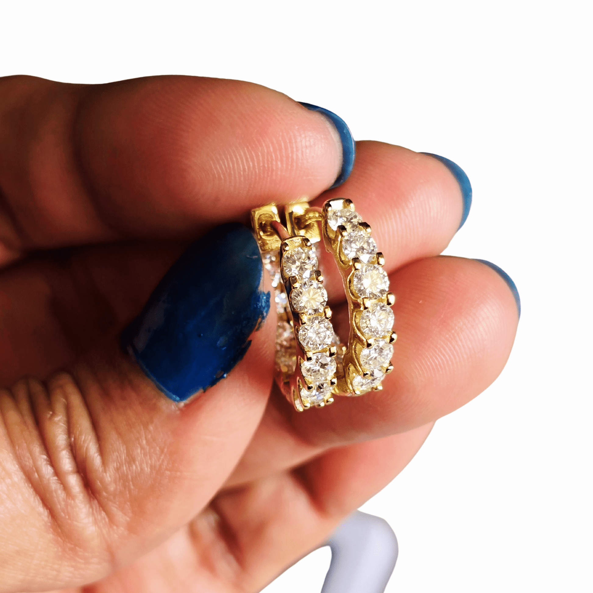 Everyday Moissanite Hoop Earrings for Women | Gold Plated, Hypoallergenic & VVS Certified - Fashion Factory USA By Diana