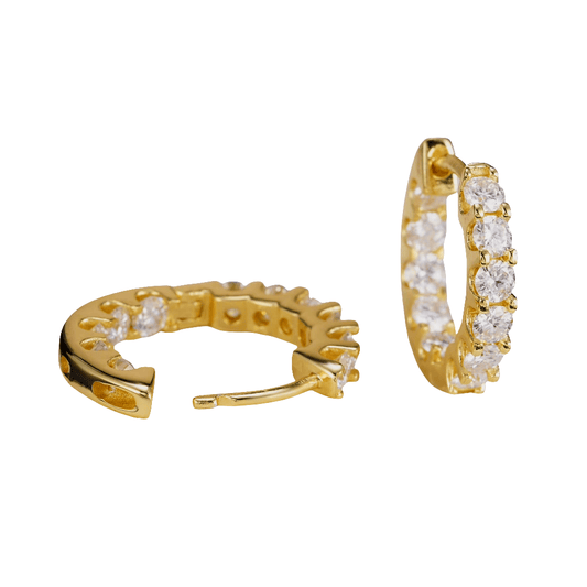 Everyday Moissanite Hoop Earrings for Women | Gold Plated, Hypoallergenic & VVS Certified - Fashion Factory USA By Diana