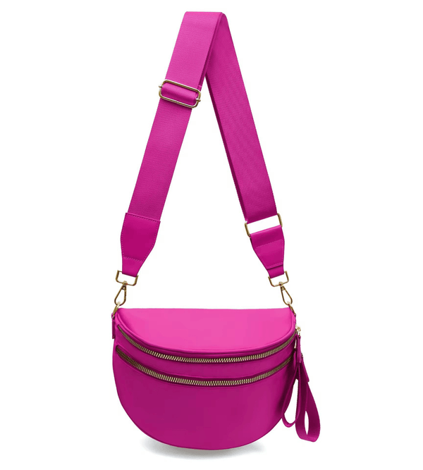 Hot Pink Water - Resistant Fanny Pack | Nylon Crossbody Sling Bag - Fashion Factory USA By Diana