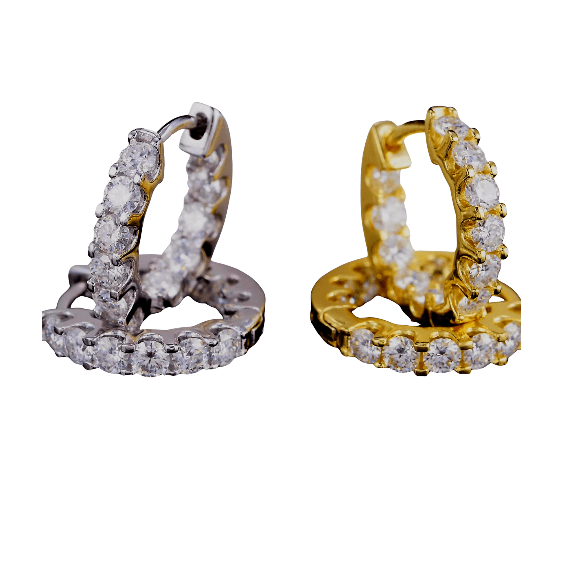 3.0mm Moissanite Hoop Earrings for Women | VVS Clarity, Rhodium Plated Sterling Silver (925) - Fashion Factory USA By Diana