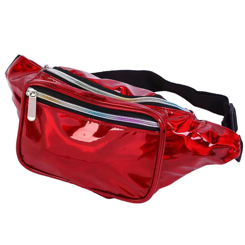 Holographic PU Fanny Pack for Festival & Rave | Unisex Metallic Belt Bag