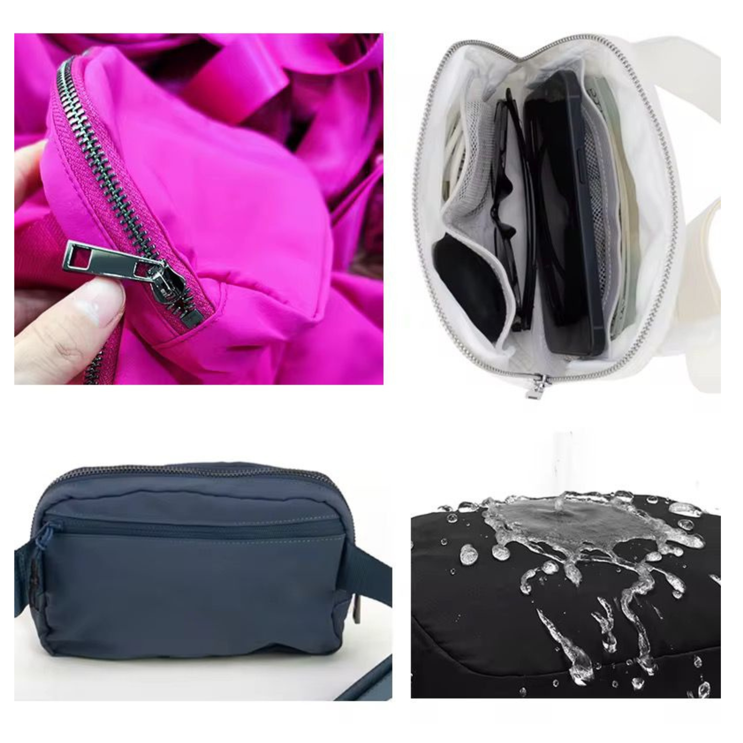 Trending Brown & White Checker Nylon Fanny Pack / Crossbody with Adjustable Strap