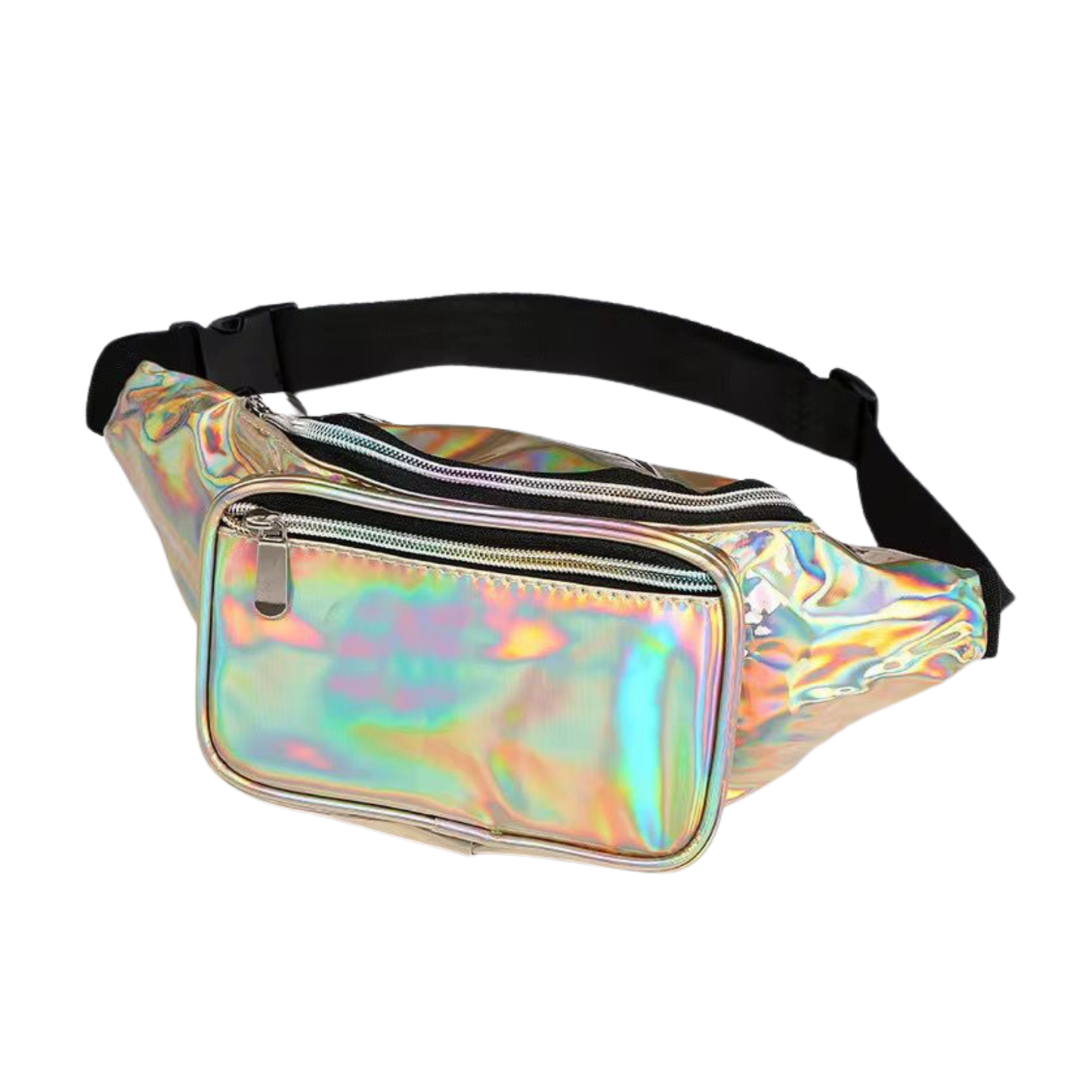 Holographic PU Fanny Pack for Festival & Rave | Unisex Metallic Belt Bag